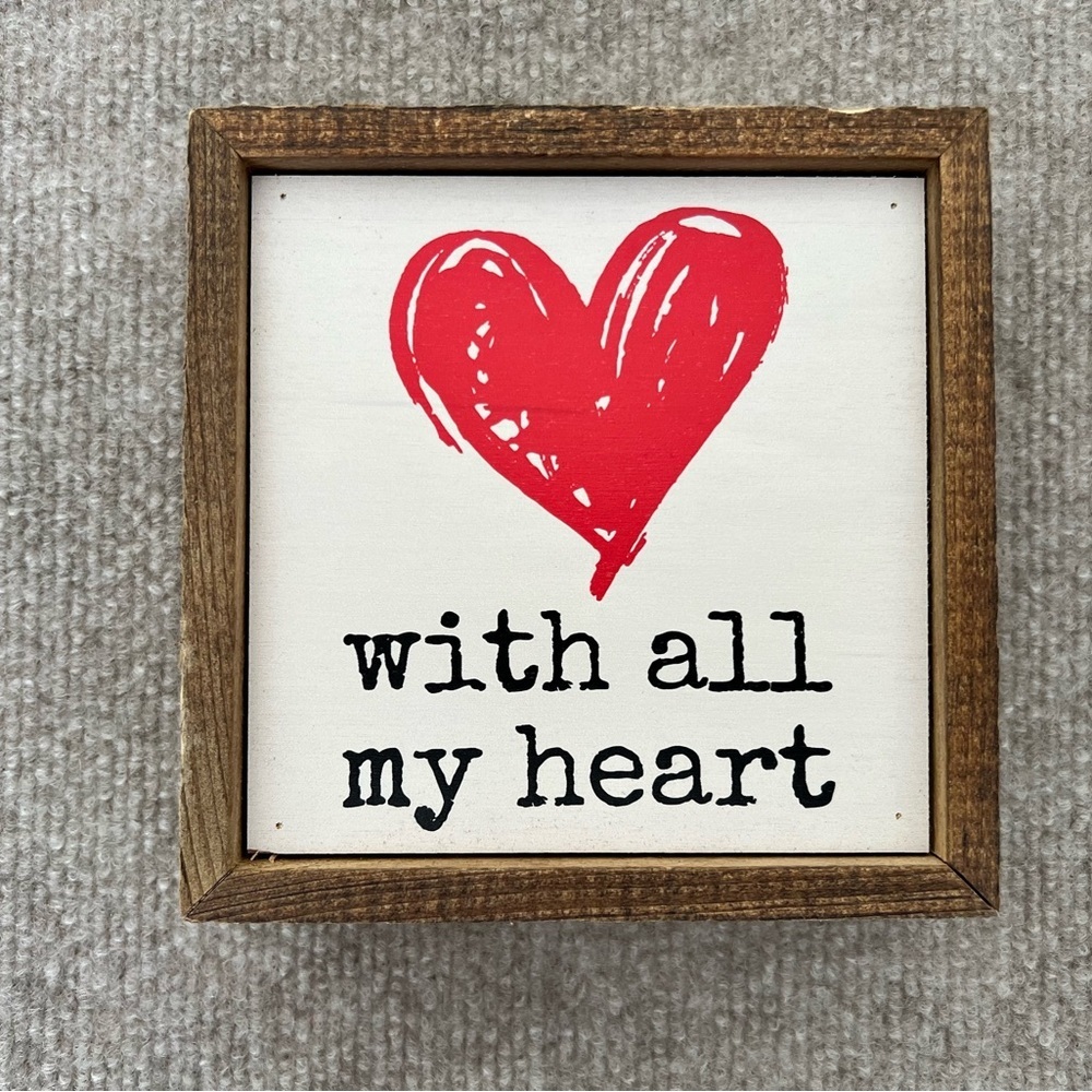 New Red Heart Wall Decor with Wooden Frame
